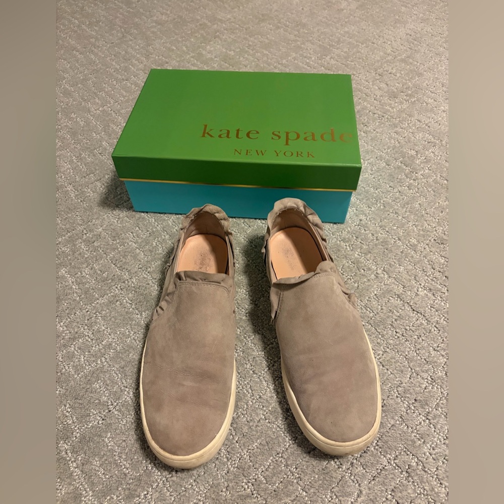 kate spade Women's Taupe Suede Slip-On Sneakers in “Lilly” Style